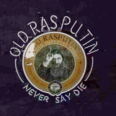 Old Rasputin Never Say Die Neon Light Sign