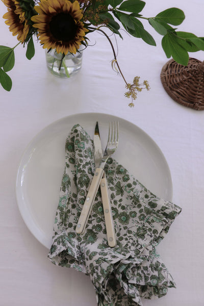 Olive Floral Ruffled Napkins (Set of 4) by Sarah Spiegel - product image 3 for Resin Society