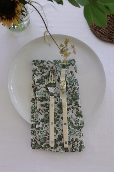 Olive Floral Ruffled Napkins (Set of 4) by Sarah Spiegel - main product image for Resin Society