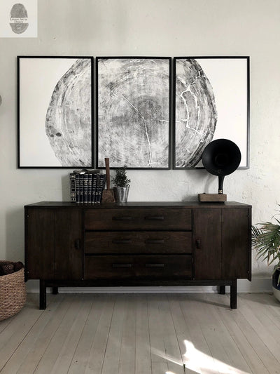 372-Year-Old Sitka Spruce Tree Ring Print Set, 3× 24×36″ Woodcut Art, Oregon Coast Nature Wall Art
