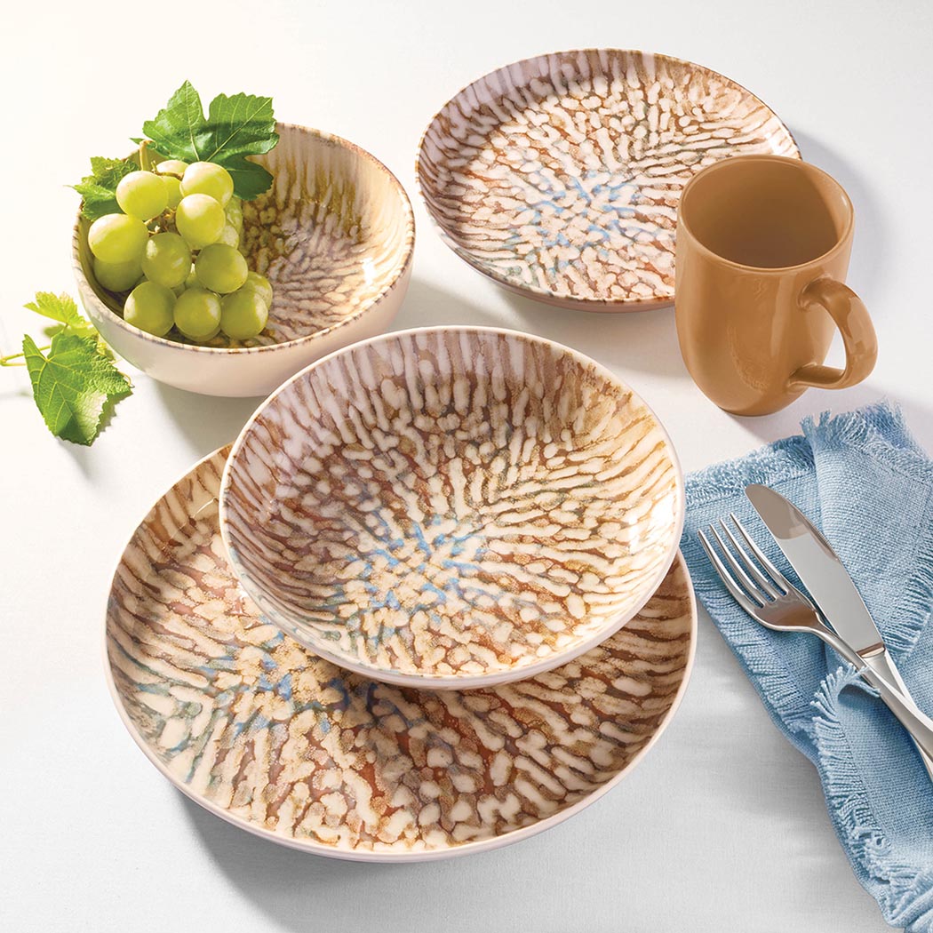 Oxford Contempo, Caribbean Stoneware 20 Piece Dinnerware Set, Service for 4 detail image - Resin Society
