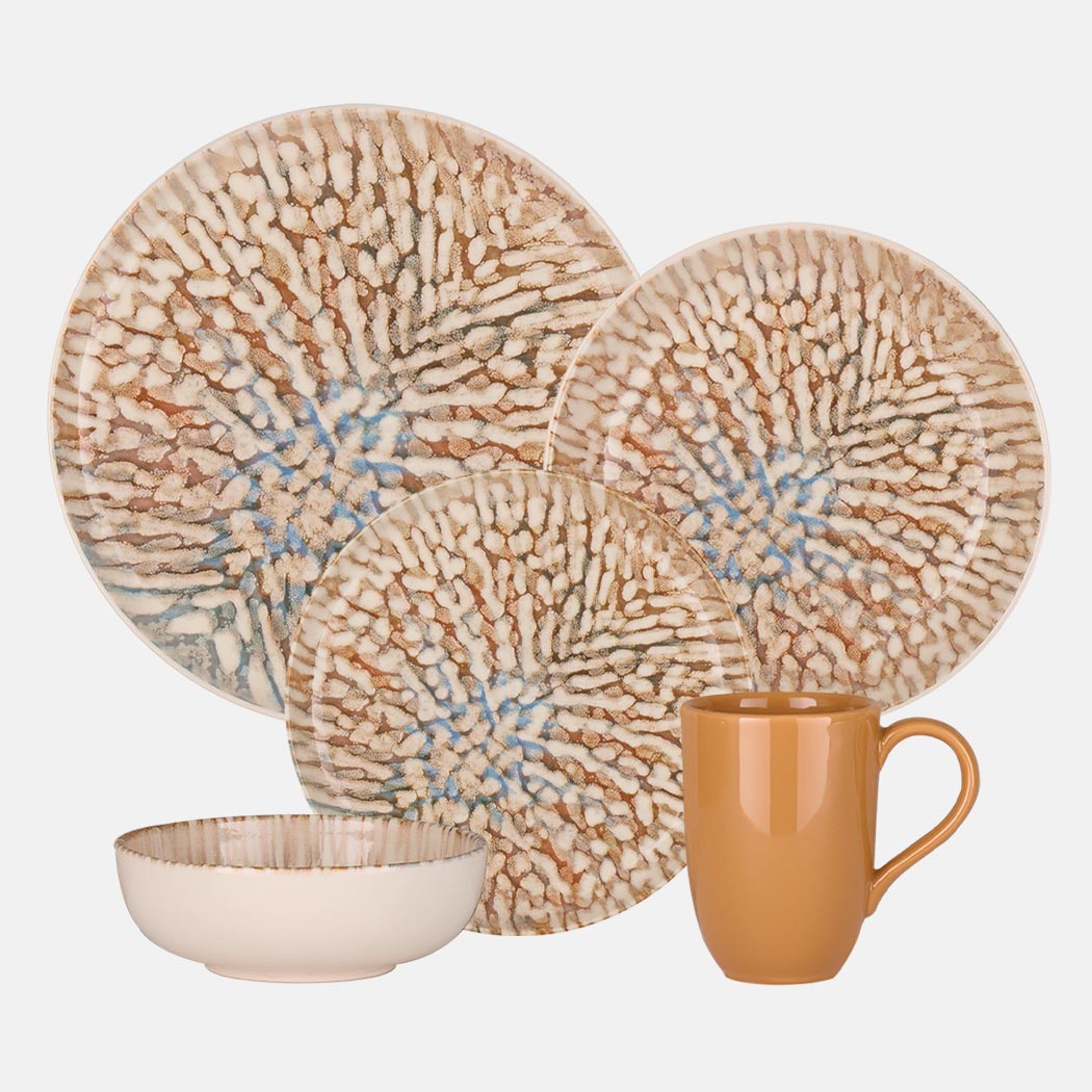 Oxford Contempo, Caribbean Stoneware 20 Piece Dinnerware Set, Service for 4 by DEKOR - Resin Society