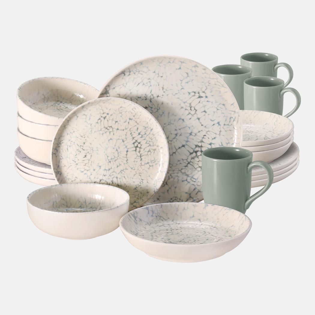 Oxford Contempo, Glacier Stoneware 20 Piece Dinnerware Set, Service for 4 detail image - Resin Society