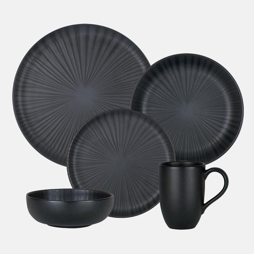 Oxford Contempo, Onyx Stoneware 20 Piece Dinnerware Set, Service for 4 by DEKOR - Resin Society