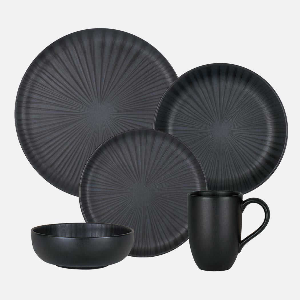 Oxford Contempo, Onyx Stoneware 20 Piece Dinnerware Set, Service for 4 by DEKOR - Resin Society