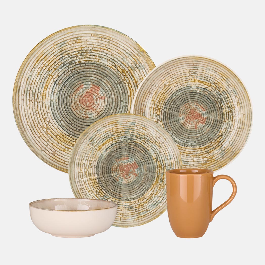 Oxford Contempo, Relic Stoneware 20 Piece Dinnerware Set, Service for 4 by DEKOR - Resin Society