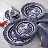 Oxford Flamingo, Blue Willow Porcelain 20 Piece Dinnerware Set, Service for 4 detail image - Resin Society