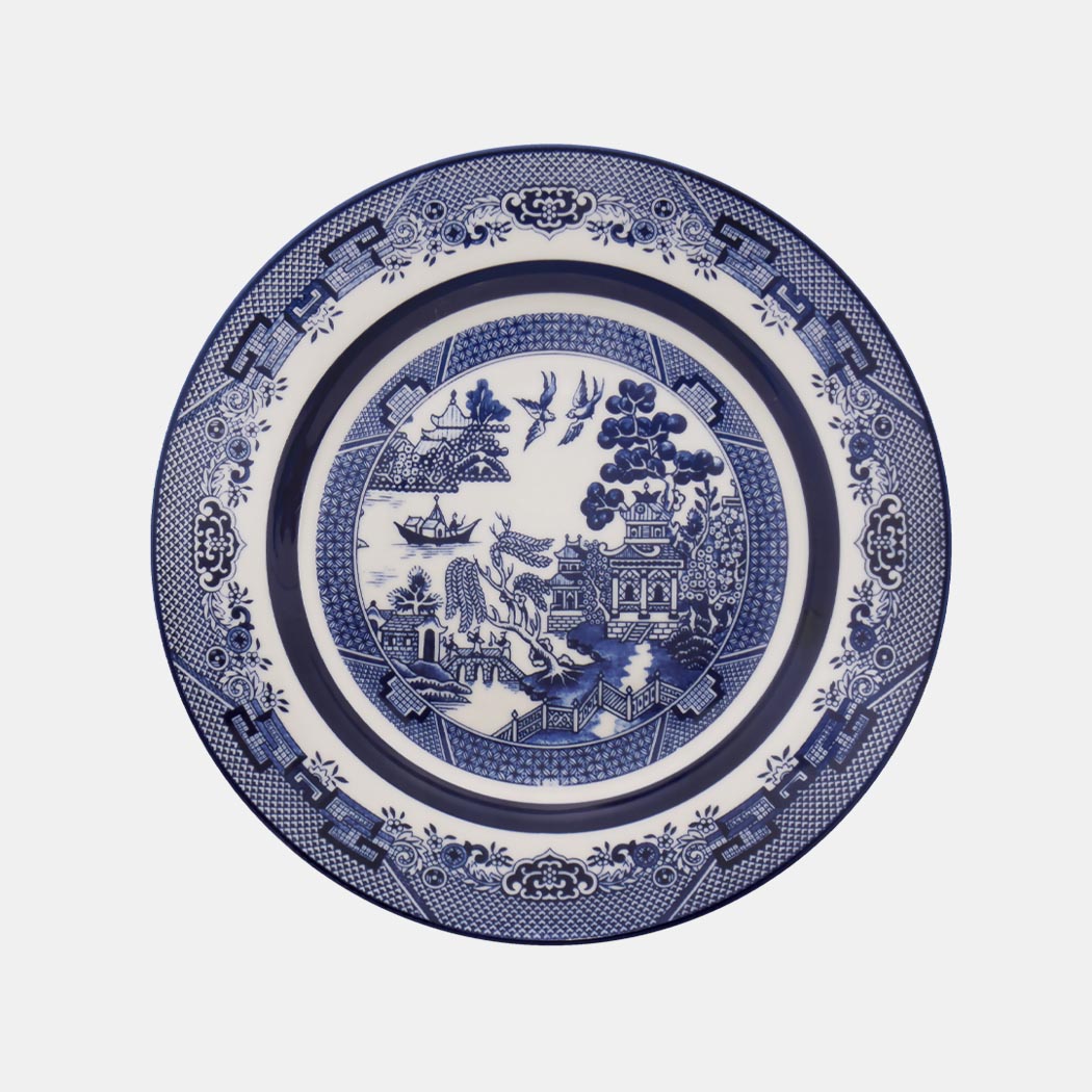 Oxford Flamingo, Blue Willow Porcelain 20 Piece Dinnerware Set, Service for 4 detail image - Resin Society