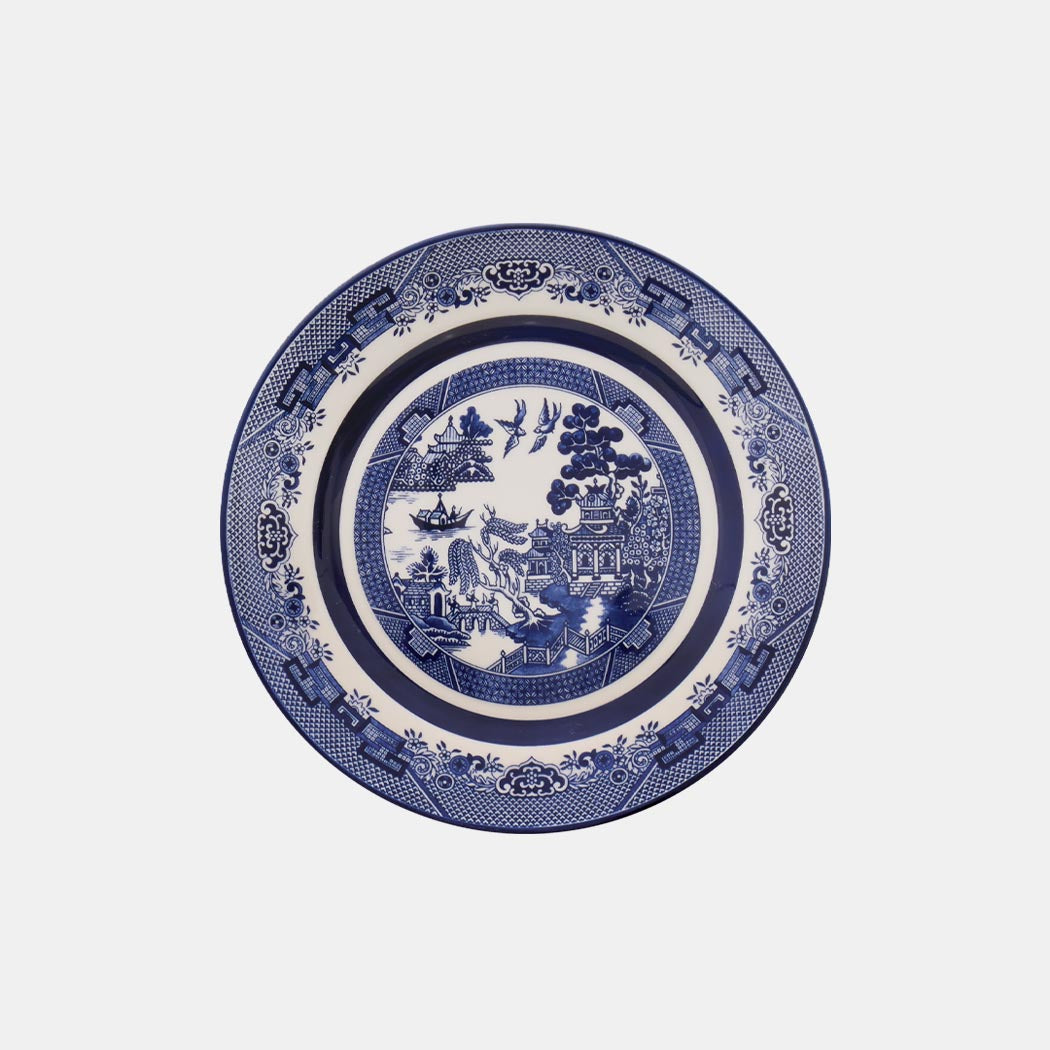 Oxford Flamingo, Blue Willow Porcelain 20 Piece Dinnerware Set, Service for 4 detail image - Resin Society