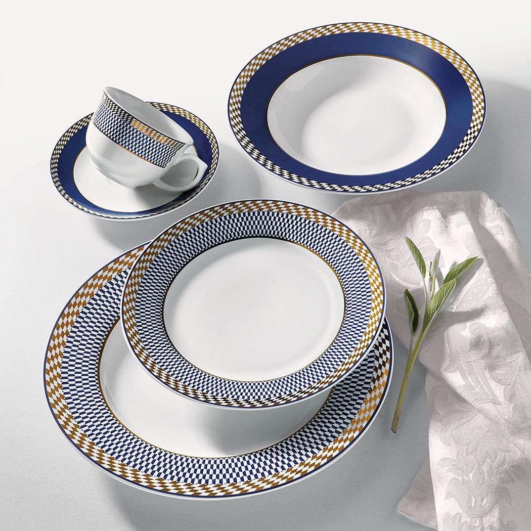 Oxford Flamingo, Op Art Porcelain 20 Piece Dinnerware Set, Service for 4 detail image - Resin Society