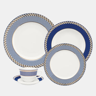 Oxford Flamingo, Op Art Porcelain 20 Piece Dinnerware Set, Service for 4 by DEKOR - Resin Society