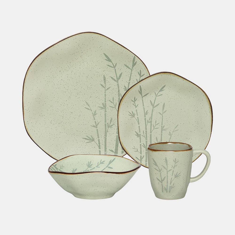 Oxford Ryo, Bamboo Porcelain 16 Piece Dinnerware Set, Service for 4 by DEKOR - Resin Society