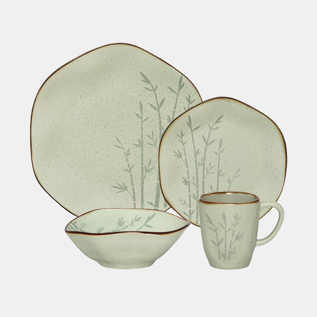 Oxford Ryo, Bamboo Porcelain 16 Piece Dinnerware Set, Service for 4 by DEKOR - Resin Society