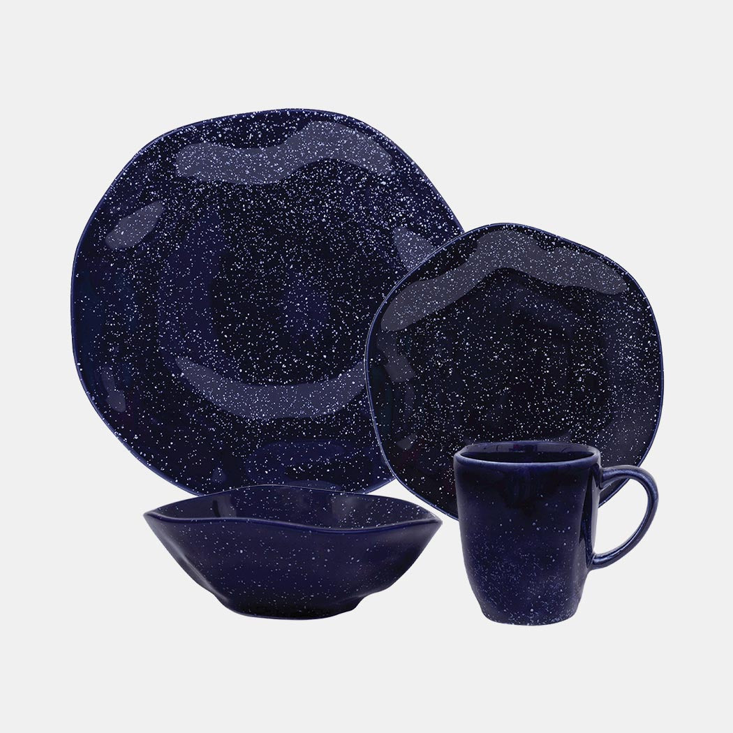 Oxford Ryo, Sapphire Porcelain 16 Piece Dinnerware Set, Service for 4 by DEKOR - Resin Society