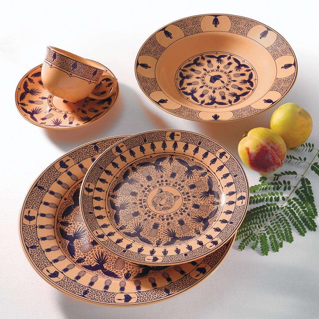 Oxford Flamingo, Terra Brasilis Tropic Porcelain 20 Piece Dinnerware Set, Service for 4 detail image - Resin Society