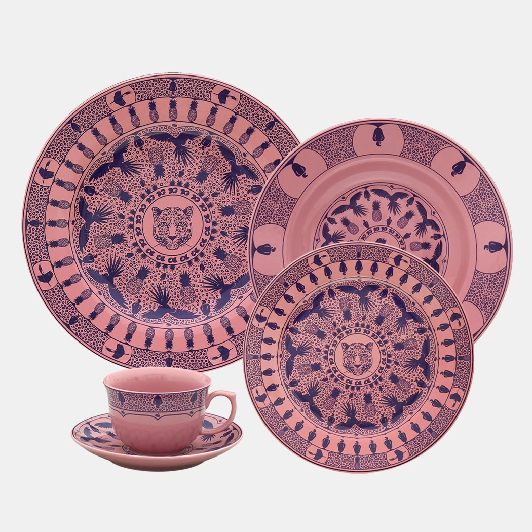 Oxford Flamingo, Terra Brasilis Utopia Porcelain 20 Piece Dinnerware Set, Service for 4 by DEKOR - Resin Society