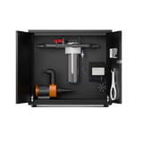 RevX Ozone Water Filtration System with cabinet door open showing the internal components