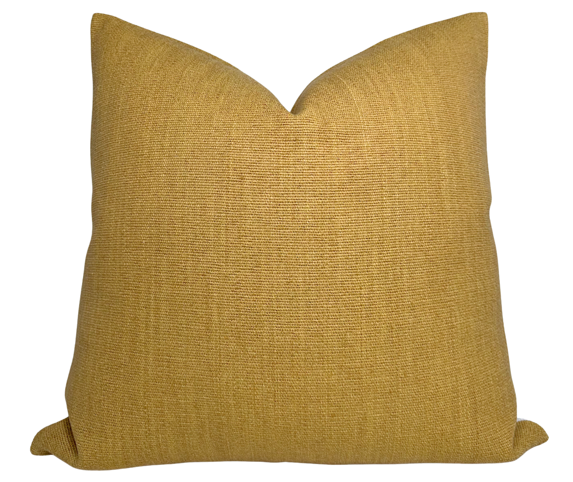 Pama Pillow Cover in Mustard with ivory linen back, displayed in various settings