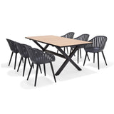 Panama Dark Rectangular Table and 6 Nassau Black Aluminum by LifestyleGarden US - product image 7 for Resin Society