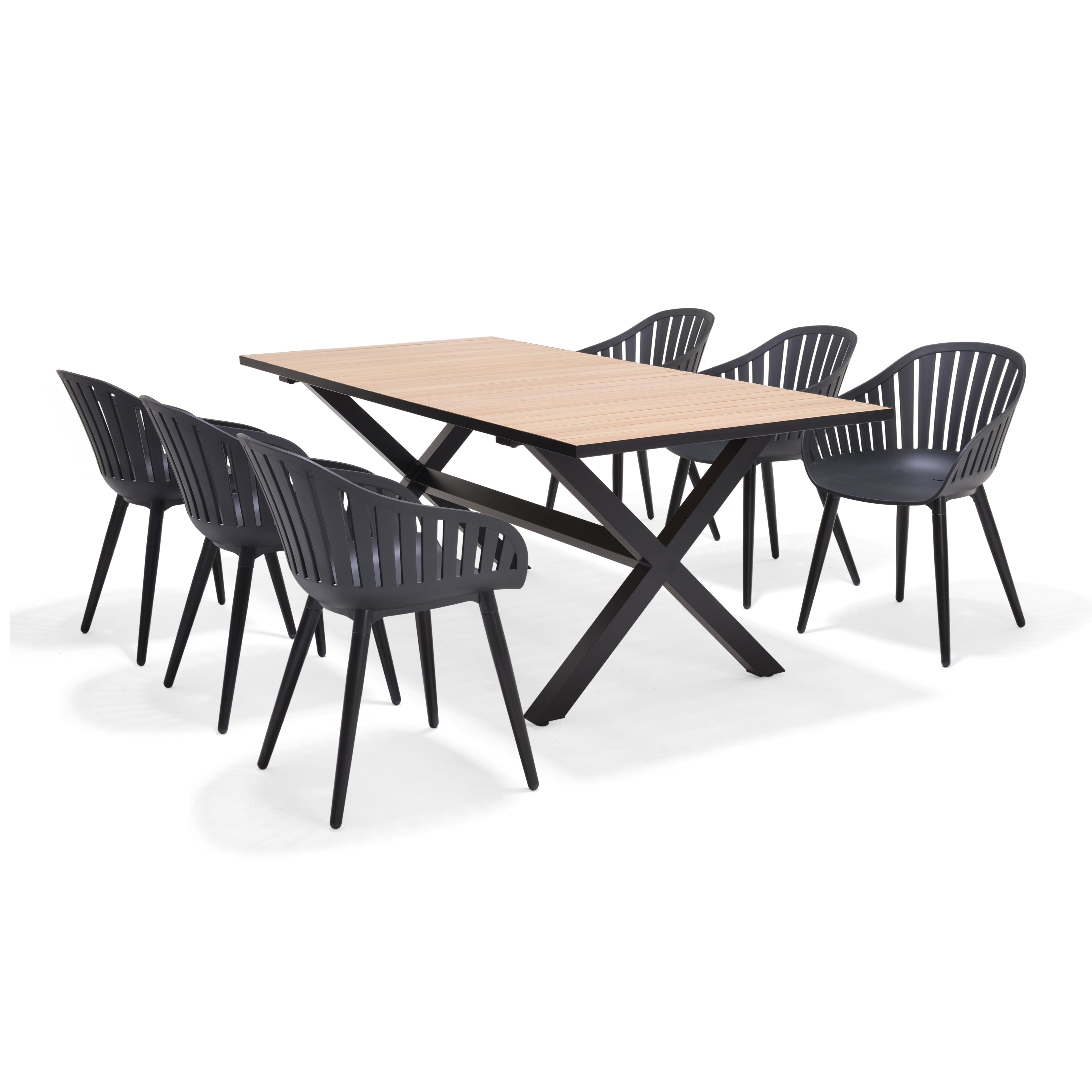Panama Dark Rectangular Table and 6 Nassau Black Aluminum by LifestyleGarden US - product image 7 for Resin Society