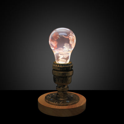 EP Light Pink Hydrangea handcrafted resin LED bulb in a lamp