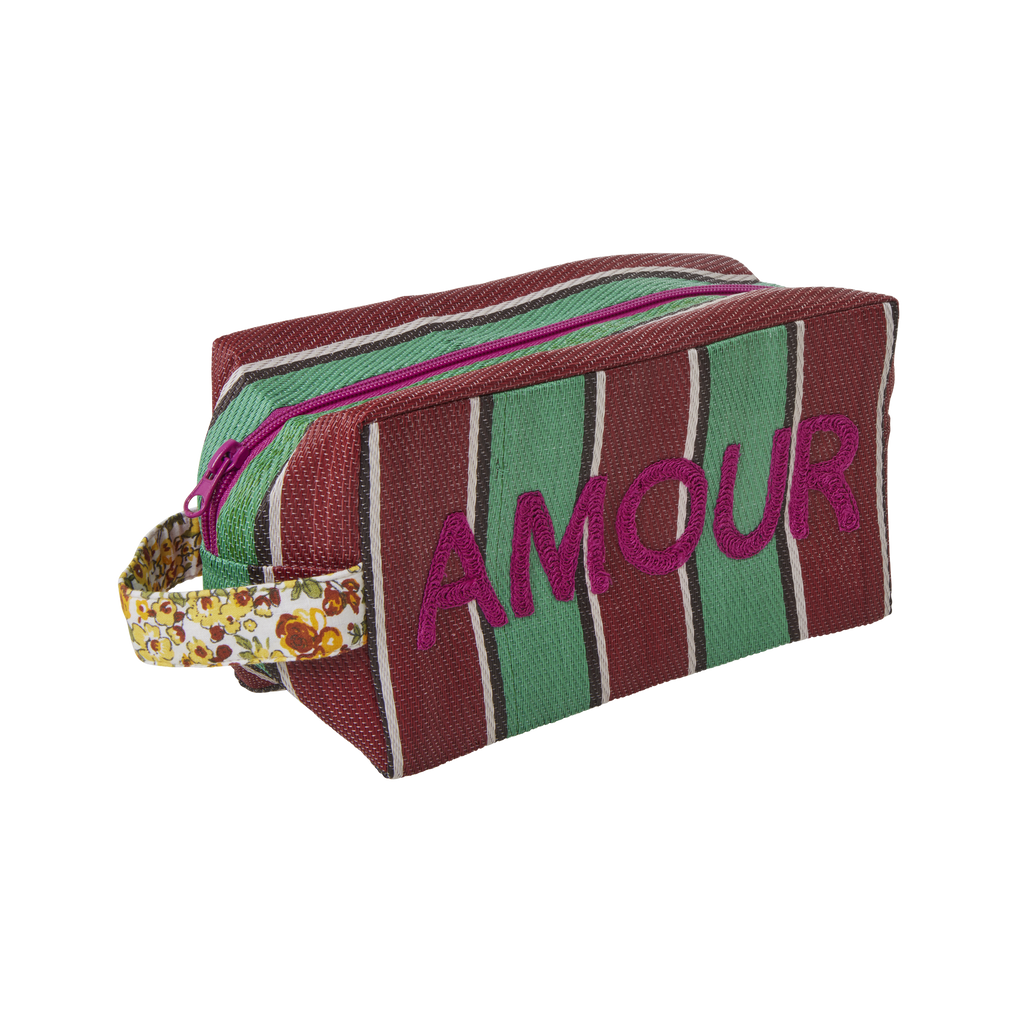 Recycled Plastic Toiletry Bag - Multicolor - Embroidery Print by Rice By Rice - main product image for Resin Society