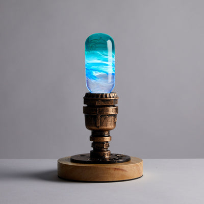 EP Light Prairie Resin LED Bulb handcrafted with eco-friendly resin and wooden base options