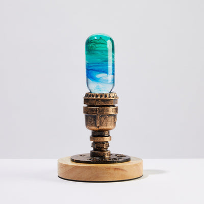 EP Light Prairie Resin LED Bulb handcrafted with eco-friendly resin and wooden base options