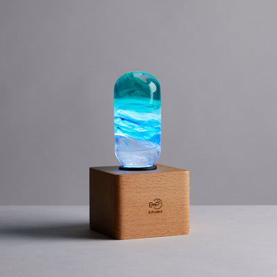 EP Light Prairie Resin LED Bulb handcrafted with eco-friendly resin and wooden base options