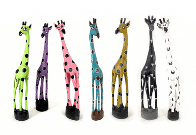 Colorful Painted Wood Giraffe - 24" by Mbare Ltd - main product image for Resin Society