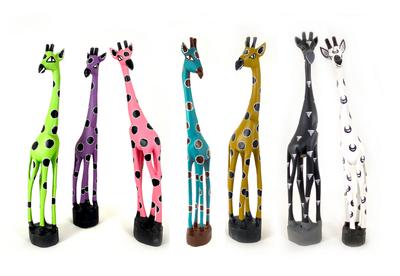 Colorful Painted Wood Giraffe - 24" by Mbare Ltd - product image 20 for Resin Society