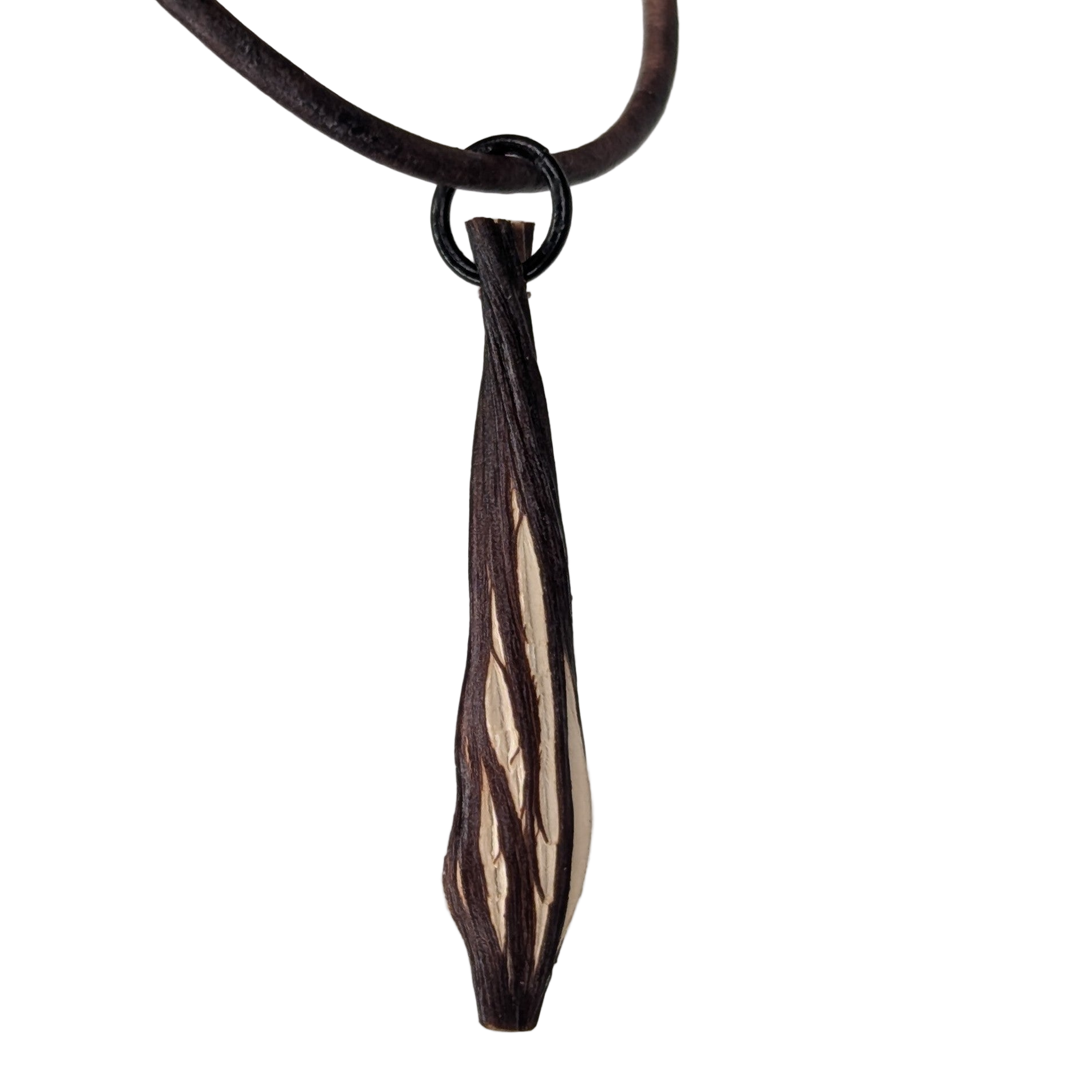 Lamora pendant necklace on natural leather cord shown from multiple angles