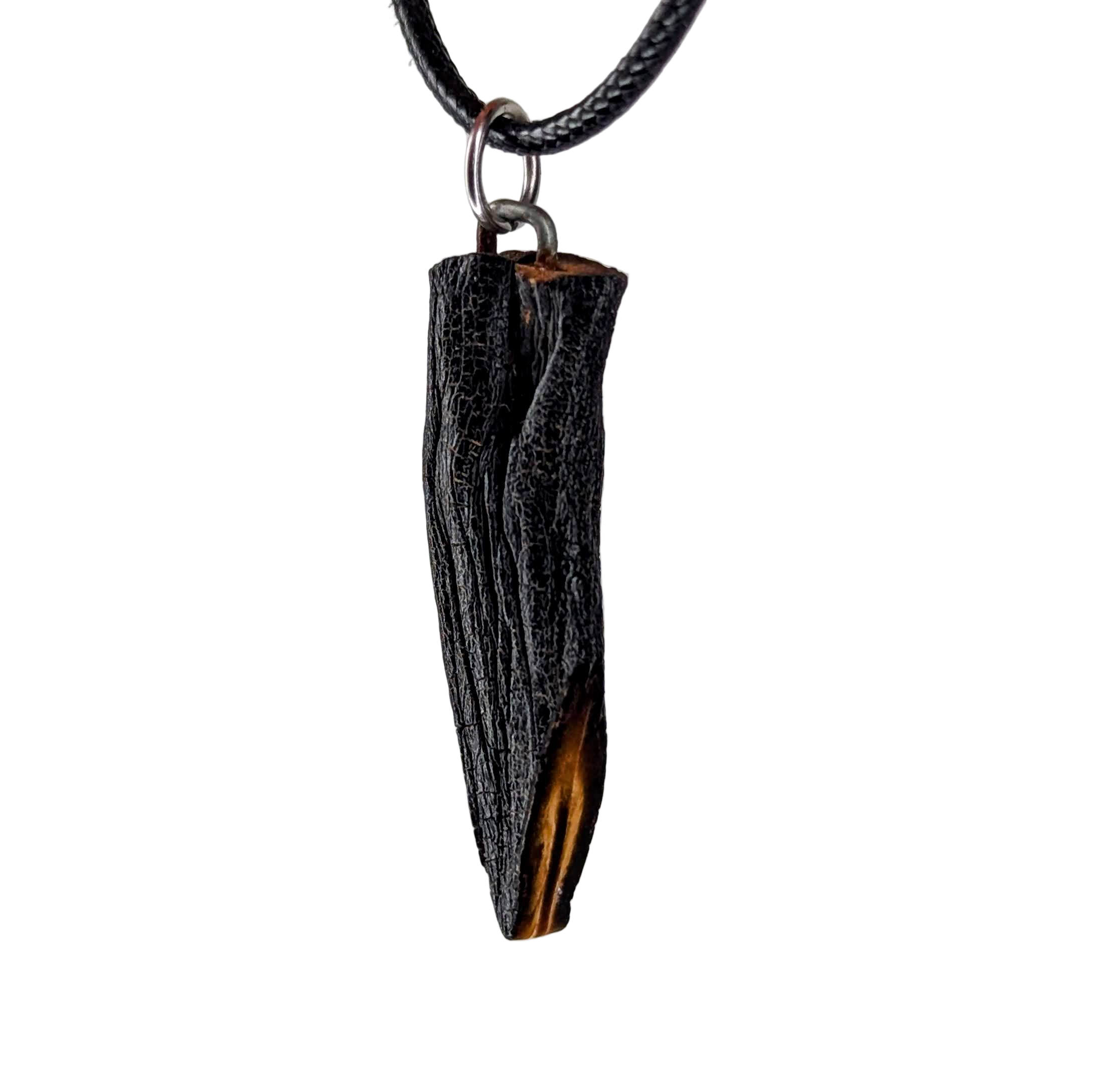 Caulonaria necklace pendant, textured pendant with tapered point and bronze tones