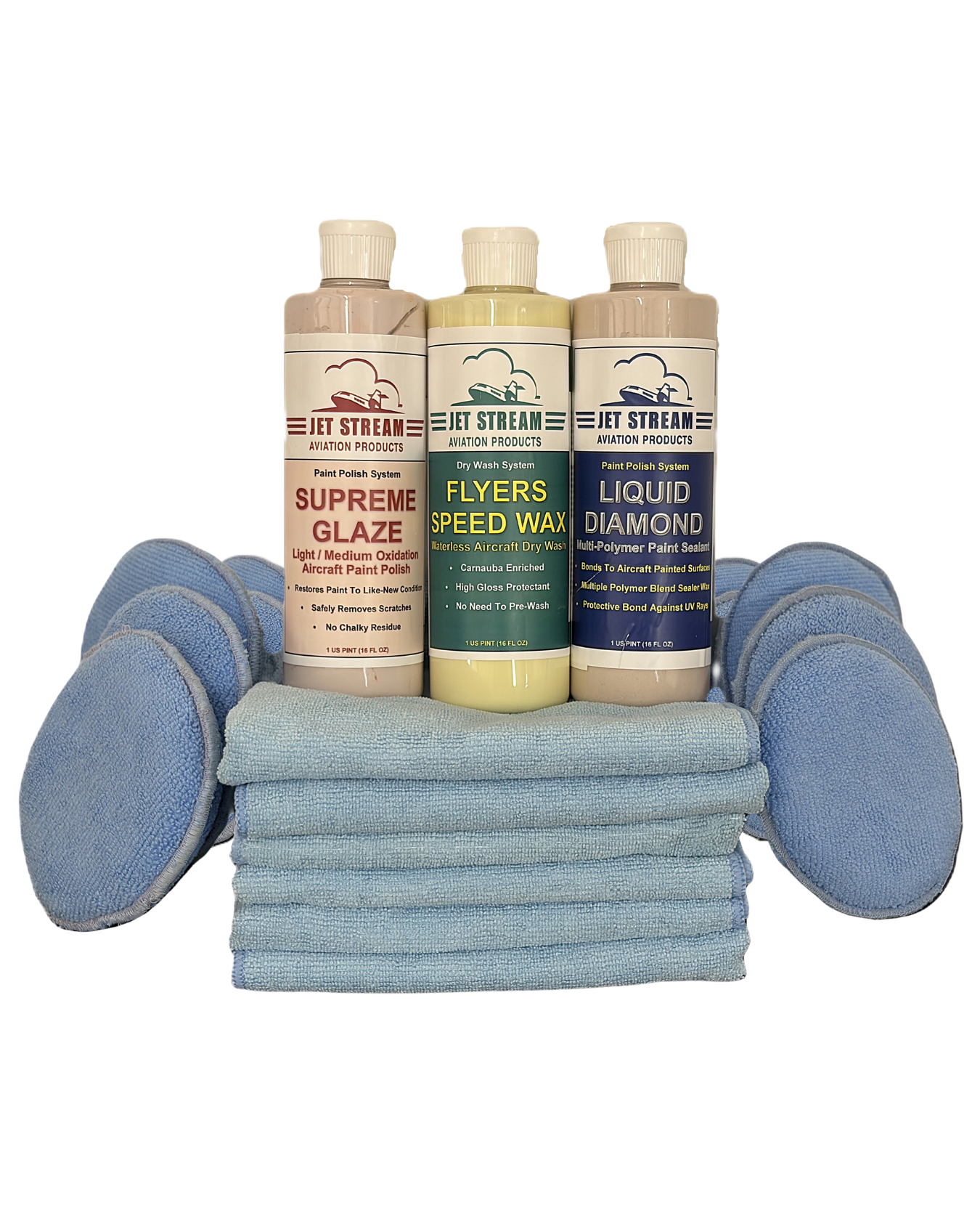 Paint Polishing Kit including bottles and microfiber applicators and towels