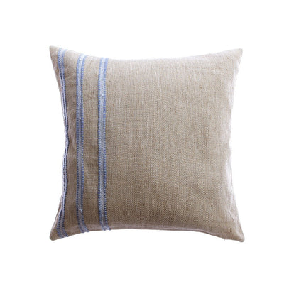 Pale Blue Striped Raw Linen Pillow by Homelosophy