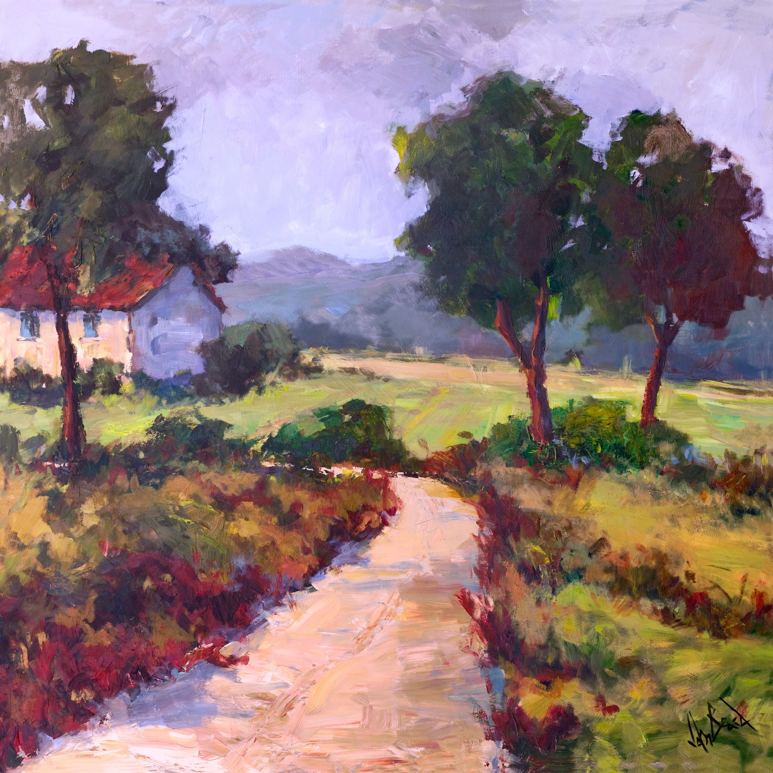 Path to Cottage Artist Canvas Enhanced Print by John Beard Collection - main product image for Resin Society