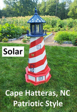 Amish handmade patriotic solar lighthouse garden decor with American flag colors