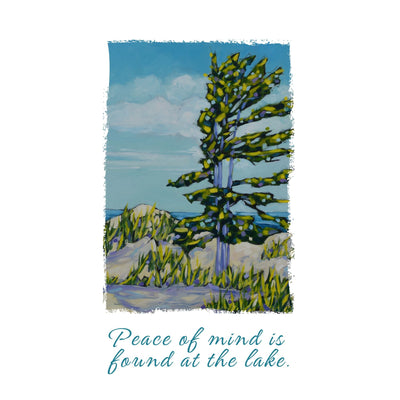 Dish Towel - "Peace of Mind is Found at the Lake" detail image - Resin Society