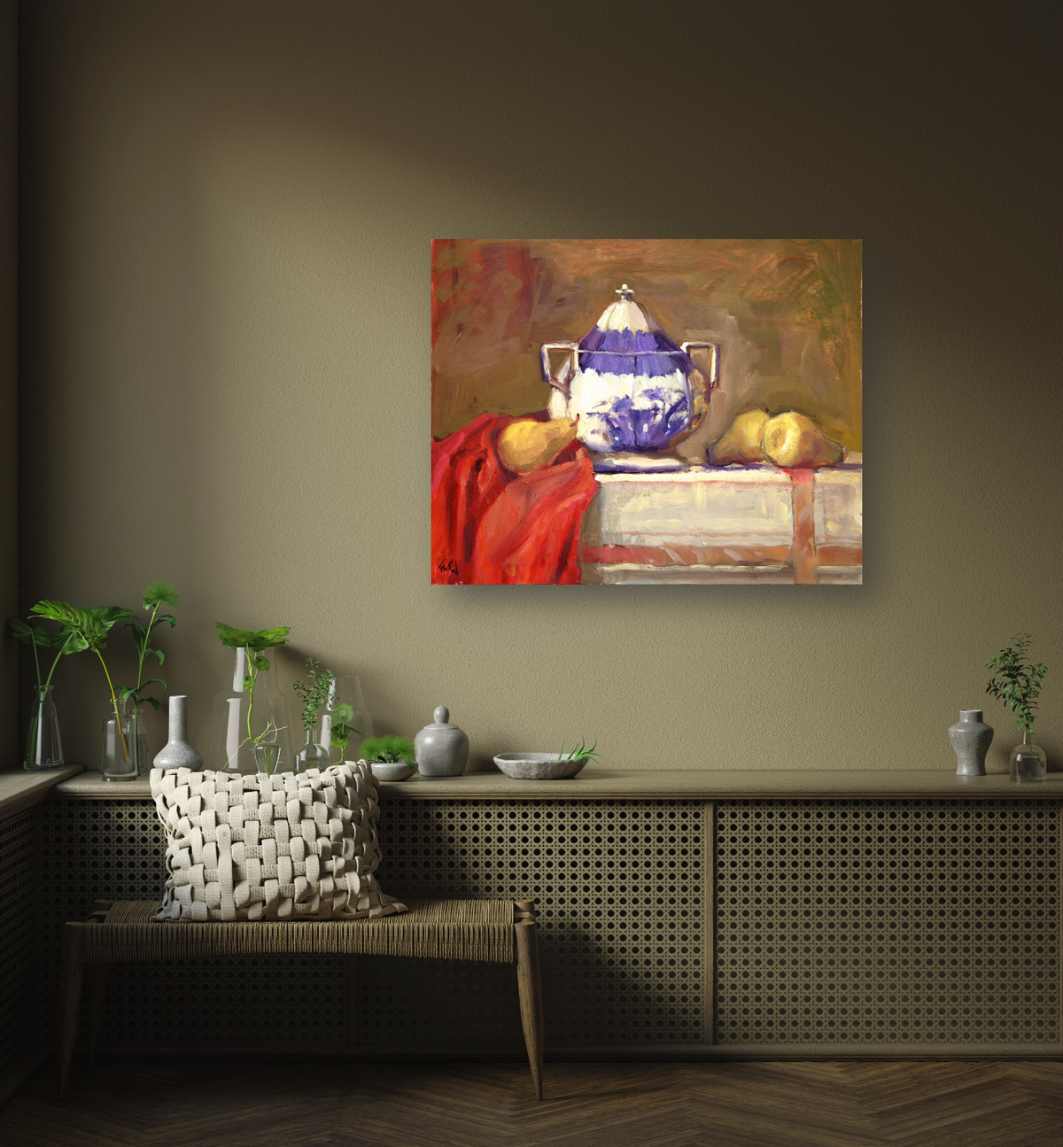 Pears Still Life Artist Enhanced Canvas Print by John Beard Collection - product image 4 for Resin Society