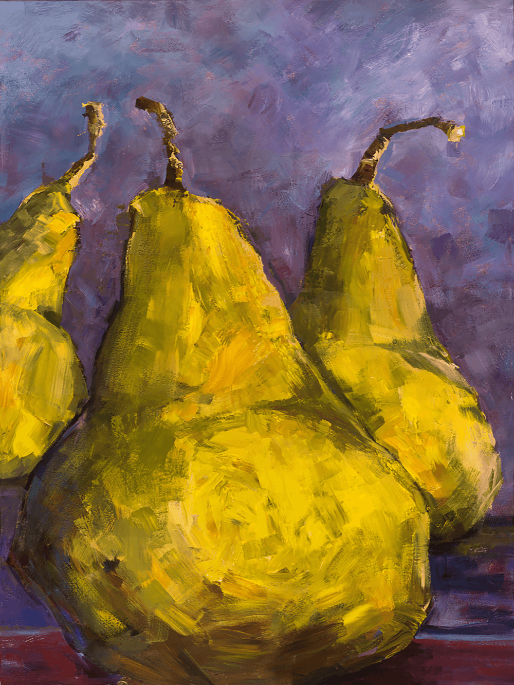 Pears with Purple Artist Enhanced Canvas Print by John Beard Collection - main product image for Resin Society