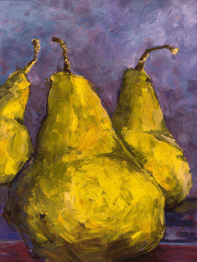 Pears with Purple Artist Enhanced Canvas Print by John Beard Collection - main product image for Resin Society