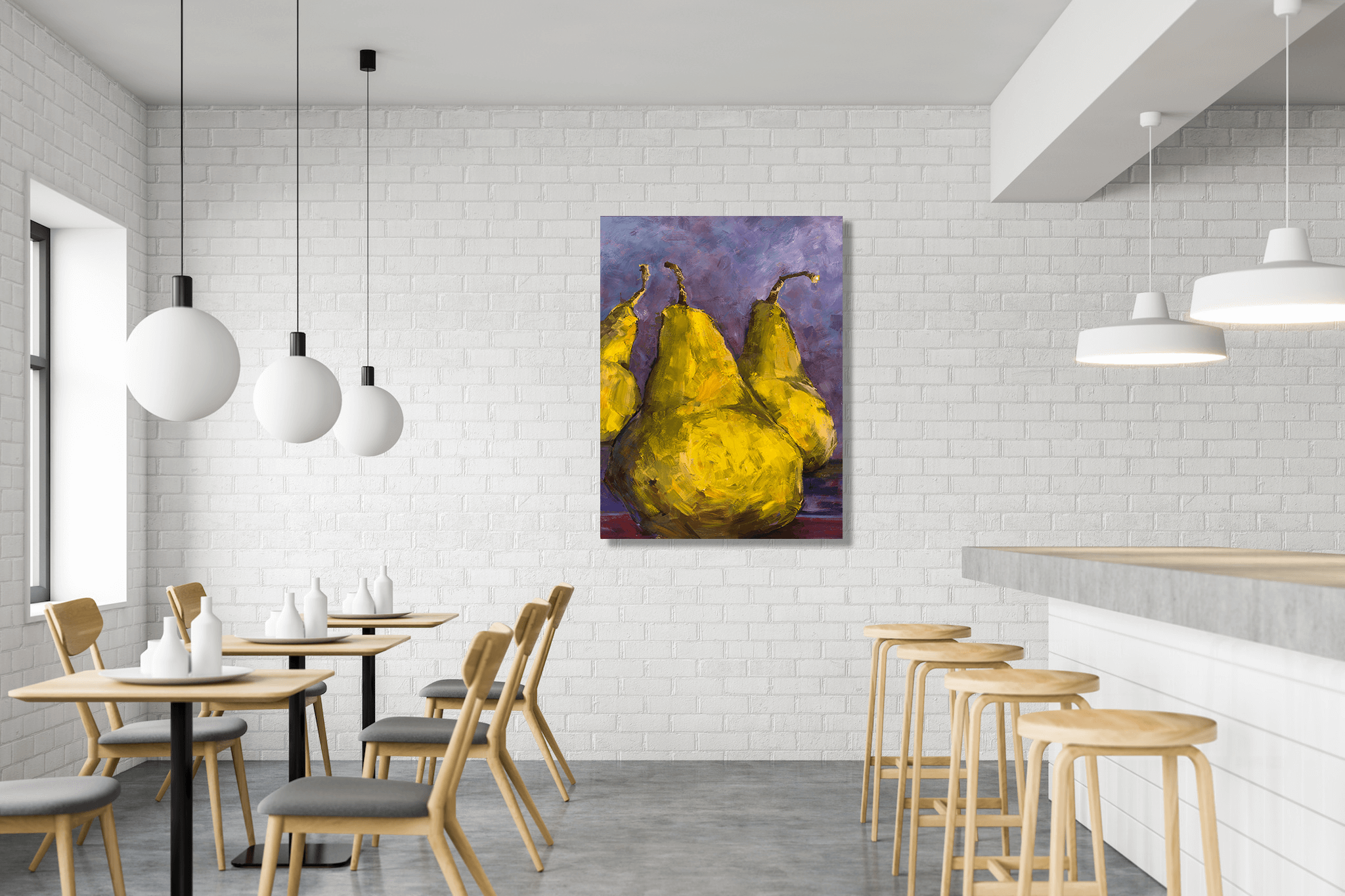 Pears with Purple Artist Enhanced Canvas Print by John Beard Collection - product image 4 for Resin Society