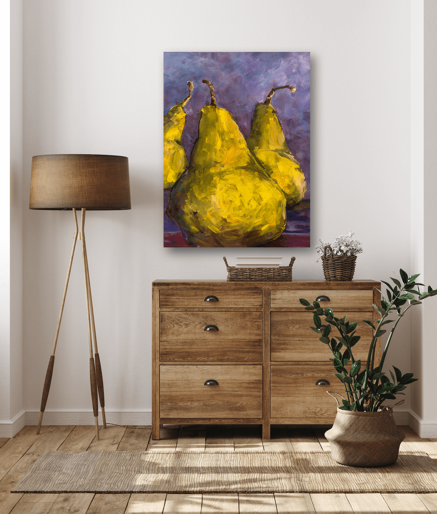 Pears with Purple Artist Enhanced Canvas Print by John Beard Collection - product image 3 for Resin Society