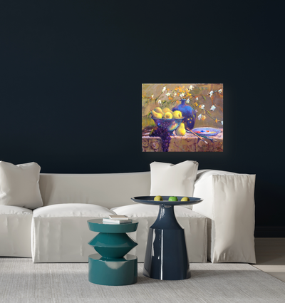 Pears in Bowl Artist Enhanced Canvas Print by John Beard Collection - product image 2 for Resin Society