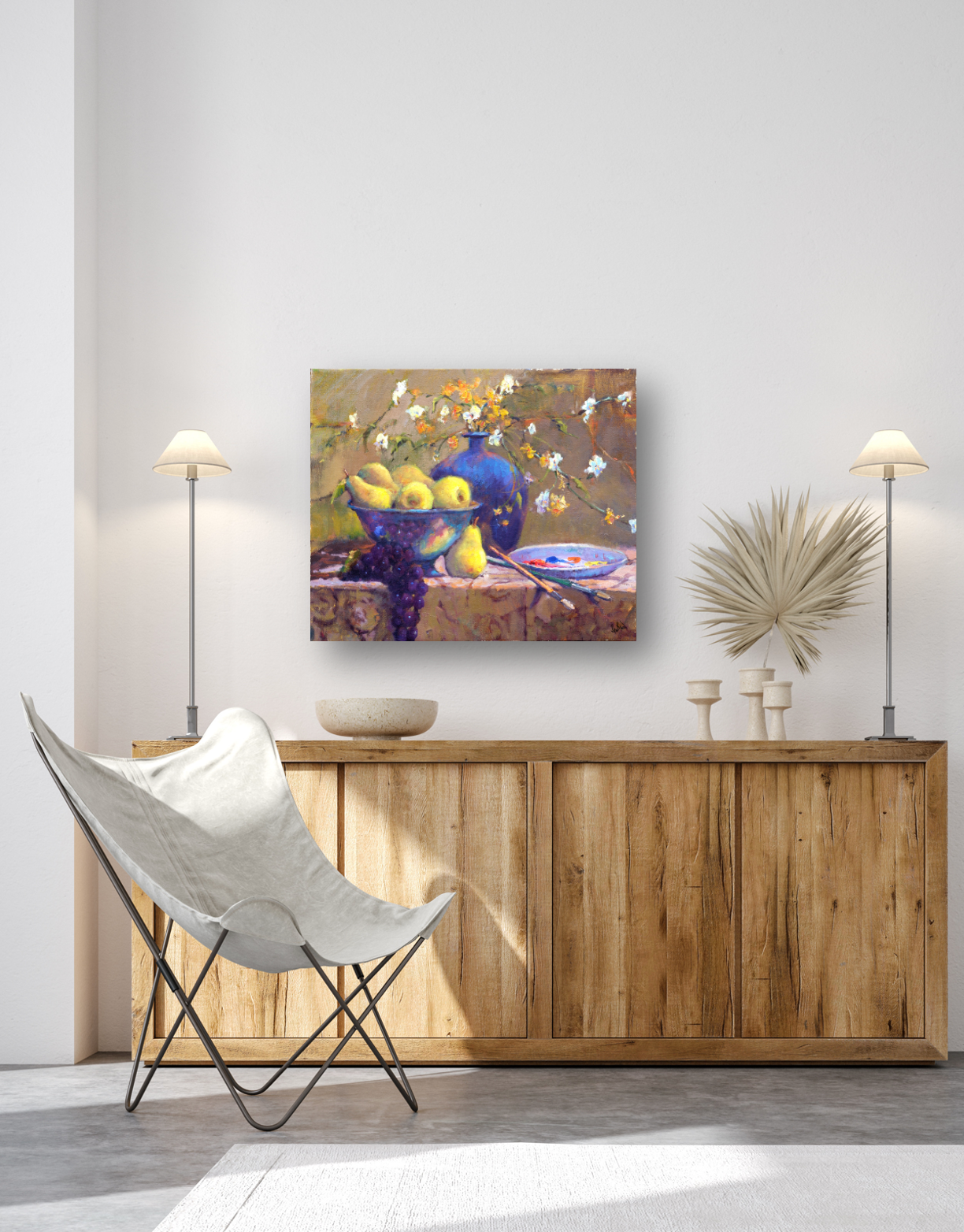 Pears in Bowl Artist Enhanced Canvas Print by John Beard Collection - product image 4 for Resin Society