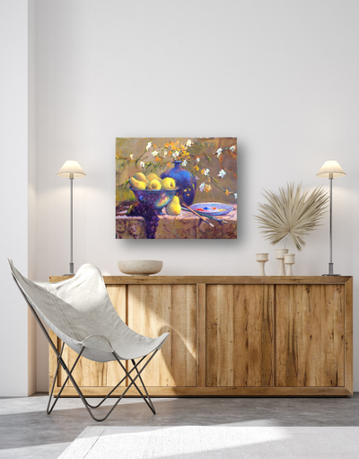 Pears in Bowl Artist Enhanced Canvas Print by John Beard Collection - product image 4 for Resin Society