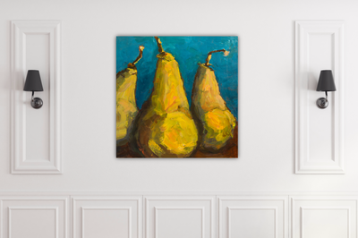 Pears with Teal Artist Enhanced Canvas Print by John Beard Collection - product image 2 for Resin Society