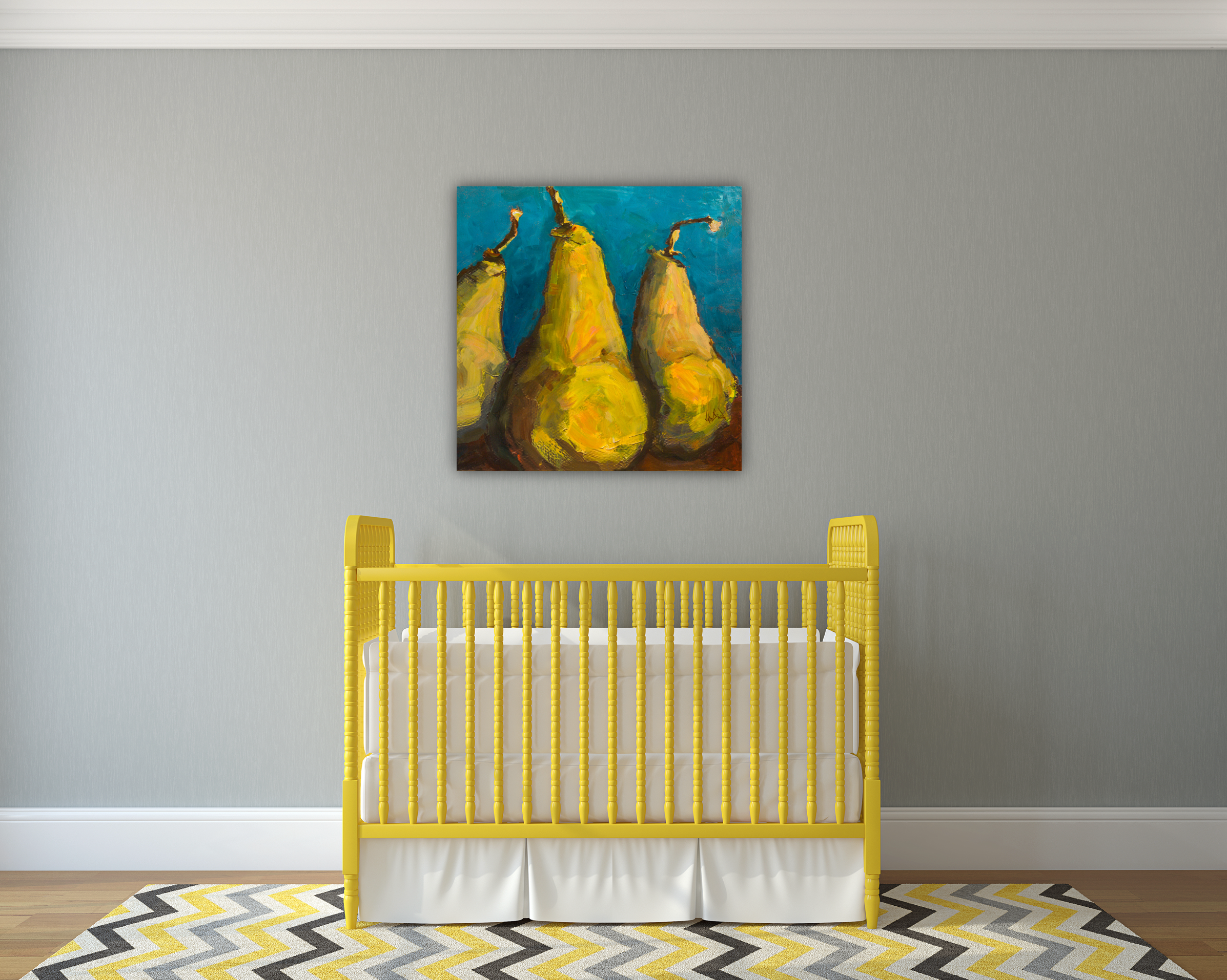 Pears with Teal Artist Enhanced Canvas Print by John Beard Collection - product image 4 for Resin Society