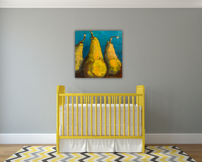 Pears with Teal Artist Enhanced Canvas Print by John Beard Collection - product image 4 for Resin Society