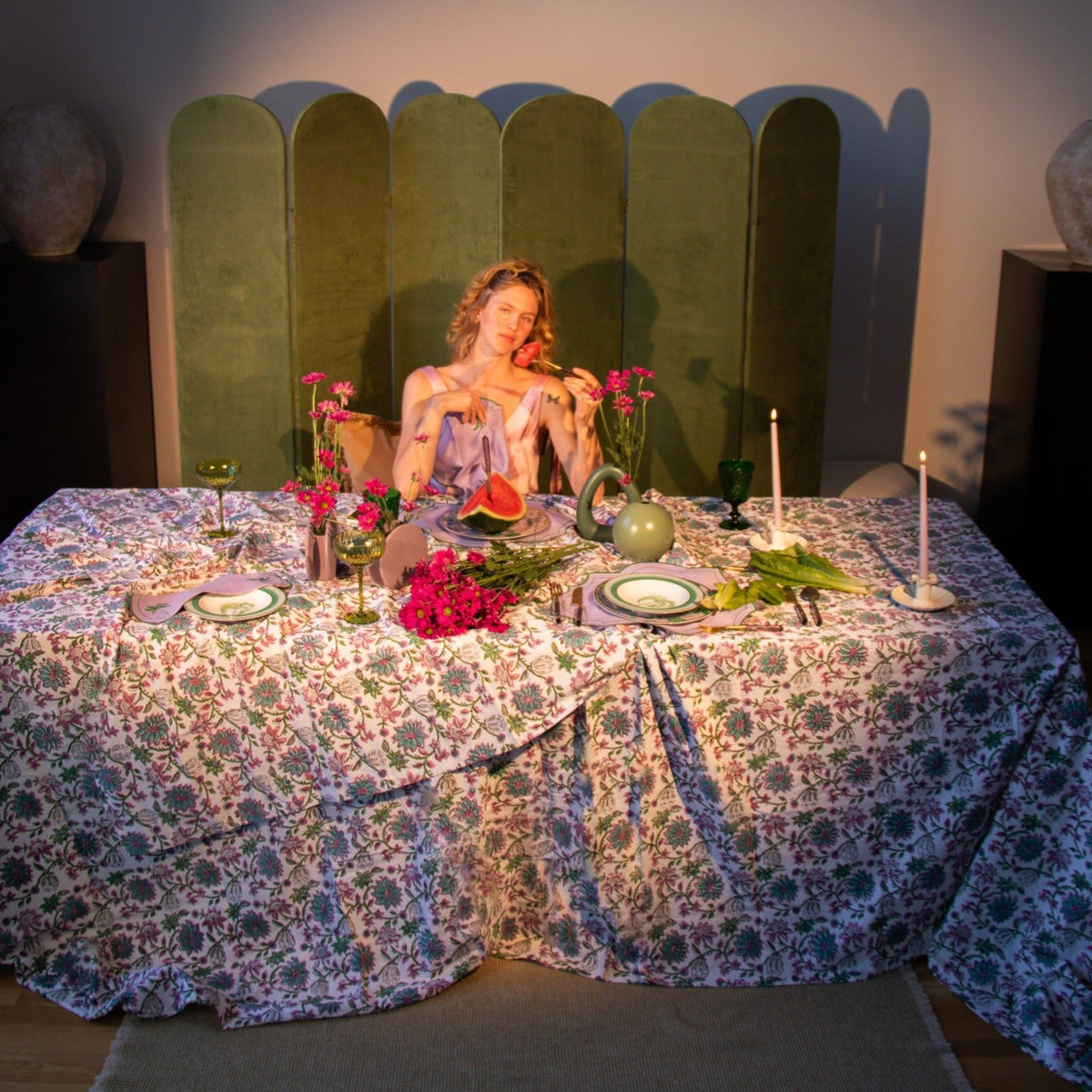 100% Organic Cotton - Pendula Petunia Tablecloth by Ro'Table - product image 3 for Resin Society